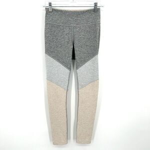 OUTDOOR VOICES Gray Oatmeal Colorblock Workout Athletic Ankle Leggings Small